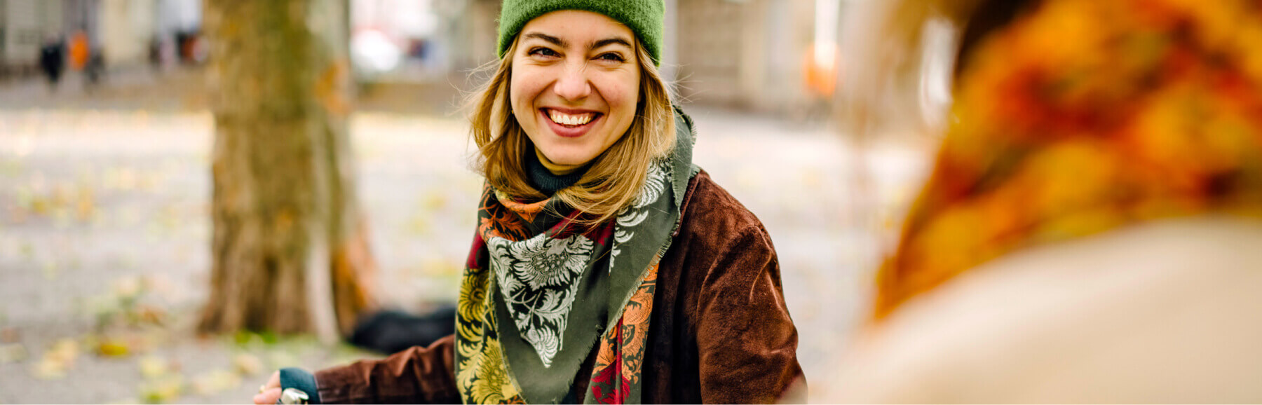woman outdoors smiling