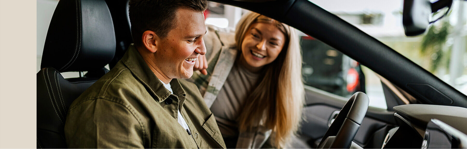 smiling in new car