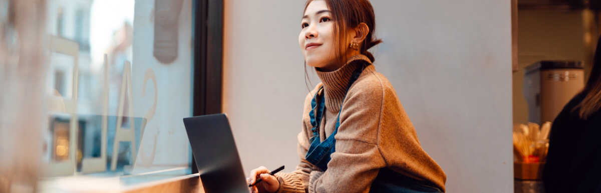 businesswoman working on tablet 