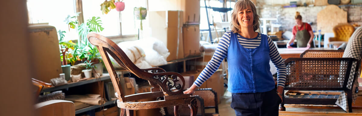 Woman business owner in furniture shop