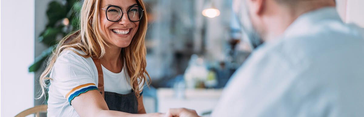 business woman shaking hands